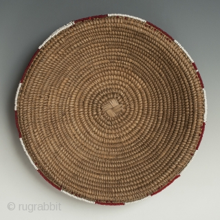 Zulu beer pot cover "Imbenge" made with woven grass covered with very small seed beads. it measures 1.5"(3.3 cm) high x 8" (20.3 cm) diameter. South Africa. Mid-20th century. Ex. David Roberts.  ...