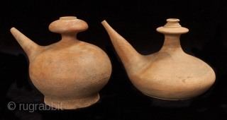 Kendi holy water vessels, East Java. Earthenware. 5.5” high.
Late 14th to early 15th century, Majahapit dynasty.                 