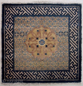 No.A0019 * Chinese Ningxia Square Mat-Rug. Age: 18/19th Century.Size: 70x70cm (28"x28")  All vegetable dyes. Origin: Ningxia Shape: Square              