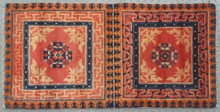 No.R171 * Chinese Antique Mat-Rug(Runner) from Tibet. Age:Late-19th Century.
Size:66x134cm(2'2"x4'5").Origin:Baotou-Suiyuan Shape:Rectangle.Background Color:Reds.                      