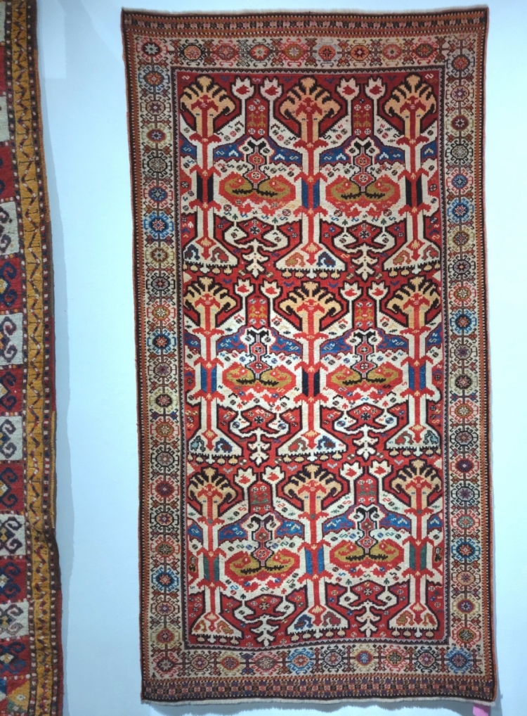 Qashqai rug with a Central Aian velvet ikat design, David Sorgato, Hali Fair 2019