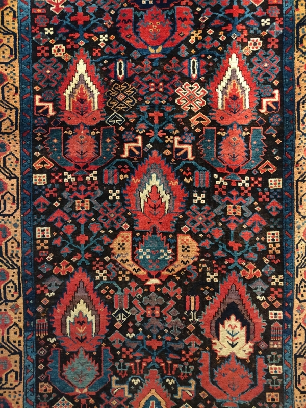 Sauj Bulagh NW Persian Kurdish Harshang palmette variant carpet