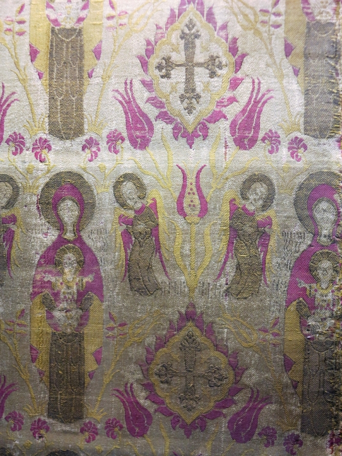 Ottoman silk with Christian imagery, Bursa or Constantinople, 17th century, Benaki Museum