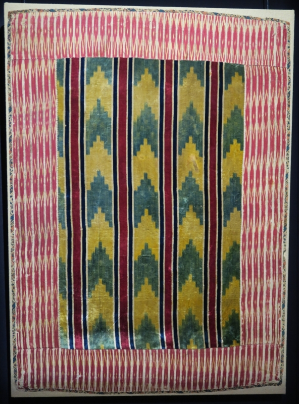 Indian silk velvet ikat panel, 17th century