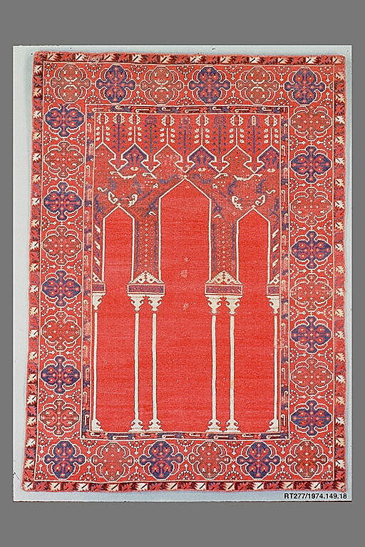 Ottoman Prayer rug coupled columns
